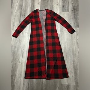 Sol R.H.R. Red & Black Plaid Duster - Women’s Medium